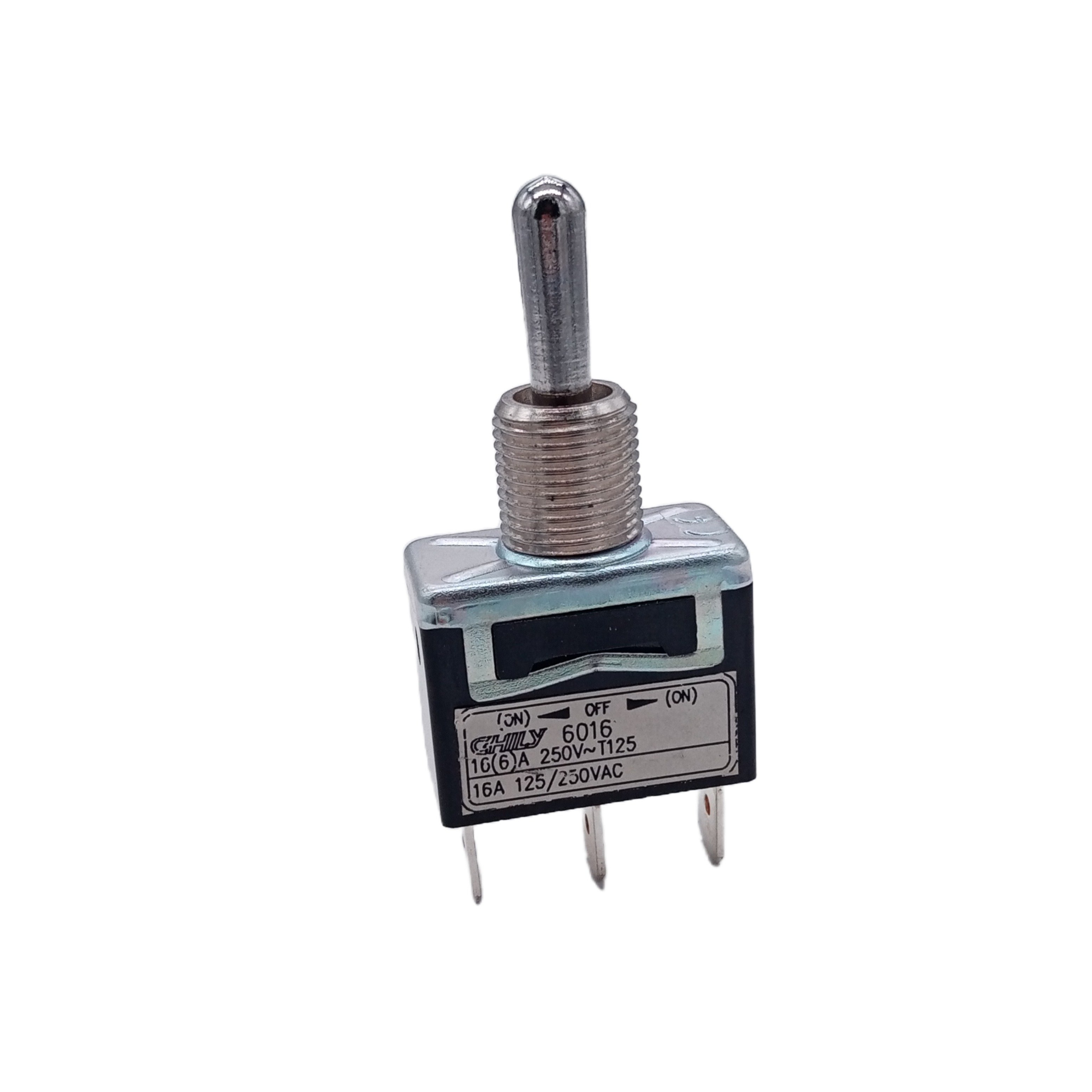 Heavy Duty 16A 250V 3Pin Toggle Switch with Spade Terminals (ON)-OFF-(ON) Function Made of Plastic
