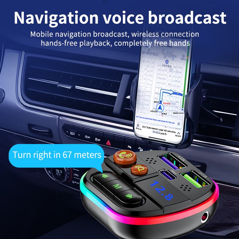 Q36 BT5.3 Car Kit with Built-in Noise Cancelling Microphone Wireless Hands-free Calling Wireless Mp3 Player Car FM Transmitter