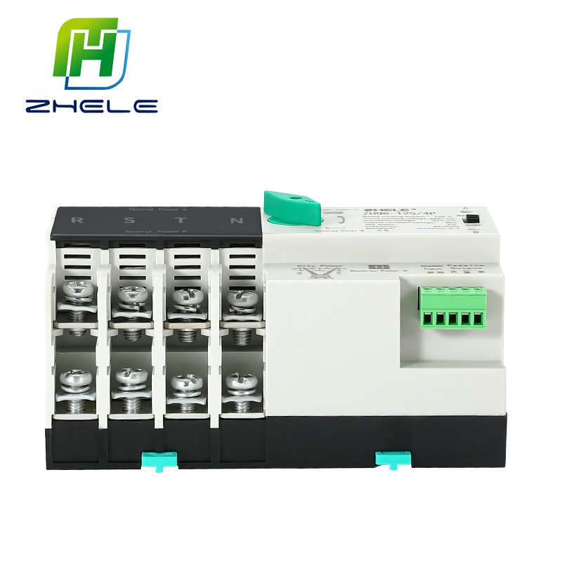 ZHELE 3 Phase Din Rail ATS Dual Power Automatic Transfer Switch Electrical Selector Uninterrupted Power 4P 63A 100A 125A