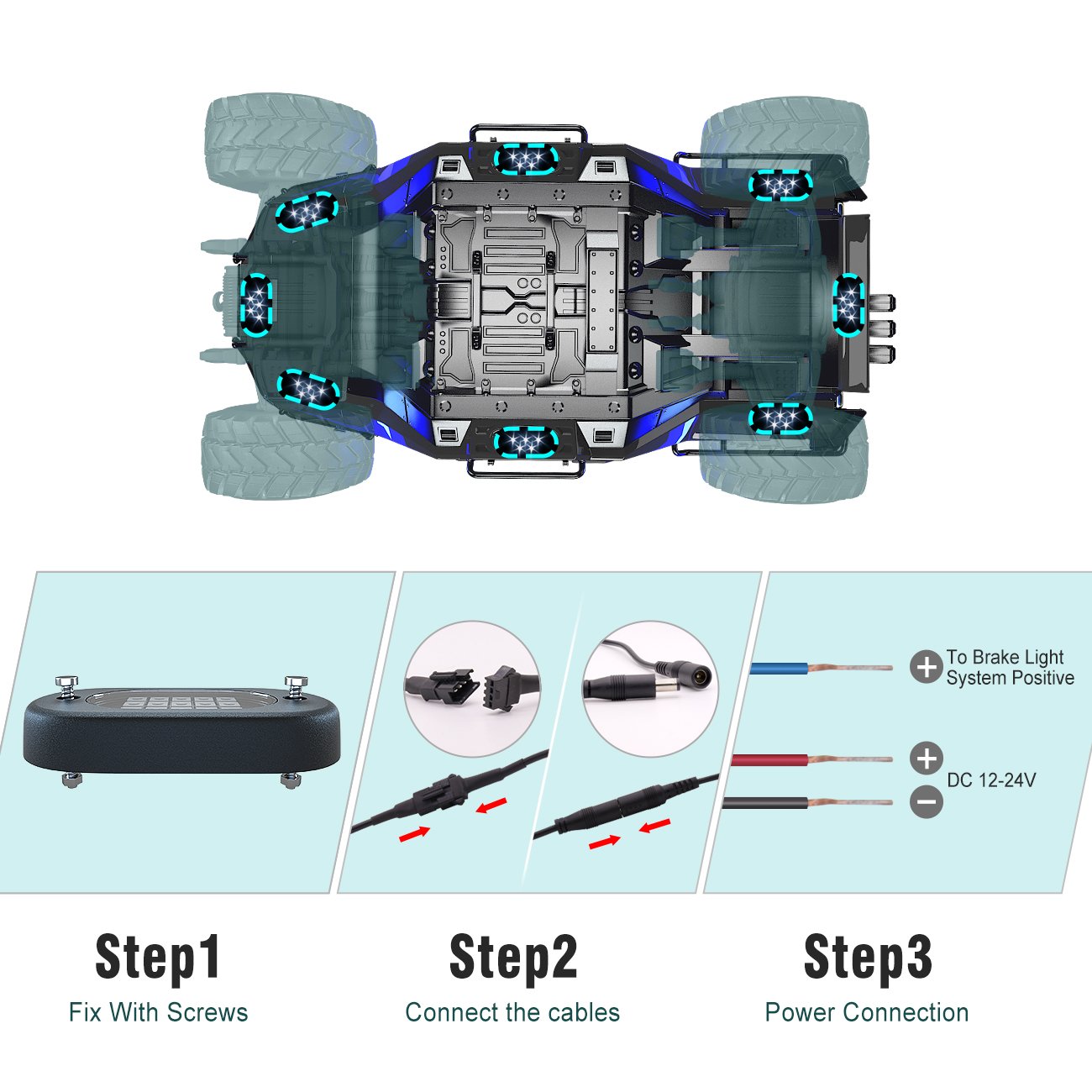 New Trending Waterproof IP68 LED Car Underglow Kit App RF Control for ATV RZR UTV SUV Off Road Boat RGB Car Rock Lights