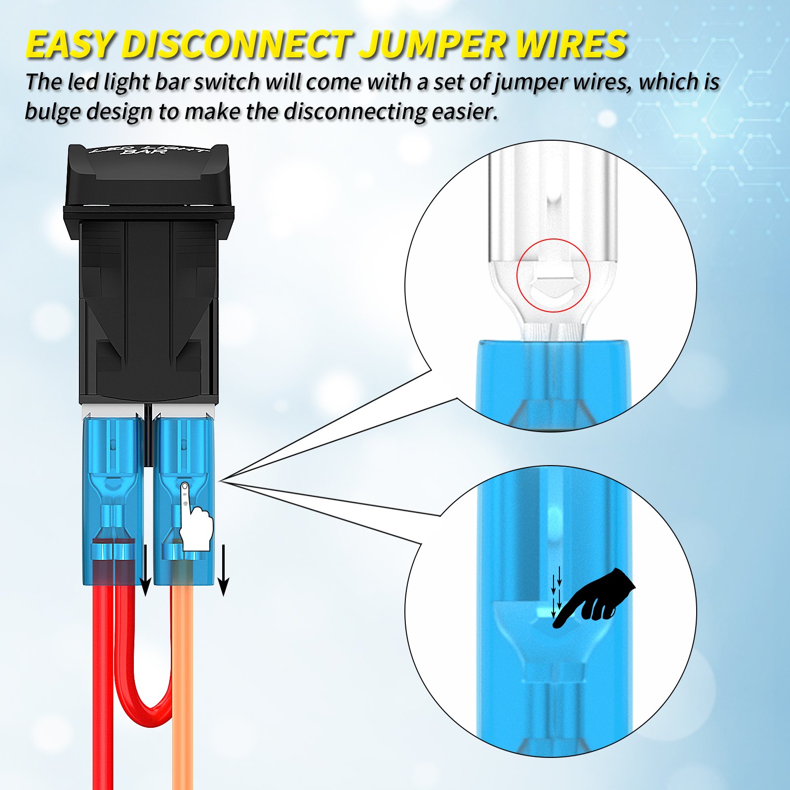 LED LIGHT BAR Laser Switch ON/OFF 5 Pin Toggle Switch 12V 20A 24V 10A Blue Lighted Marine Rocker Switch With Cable Wires For Car