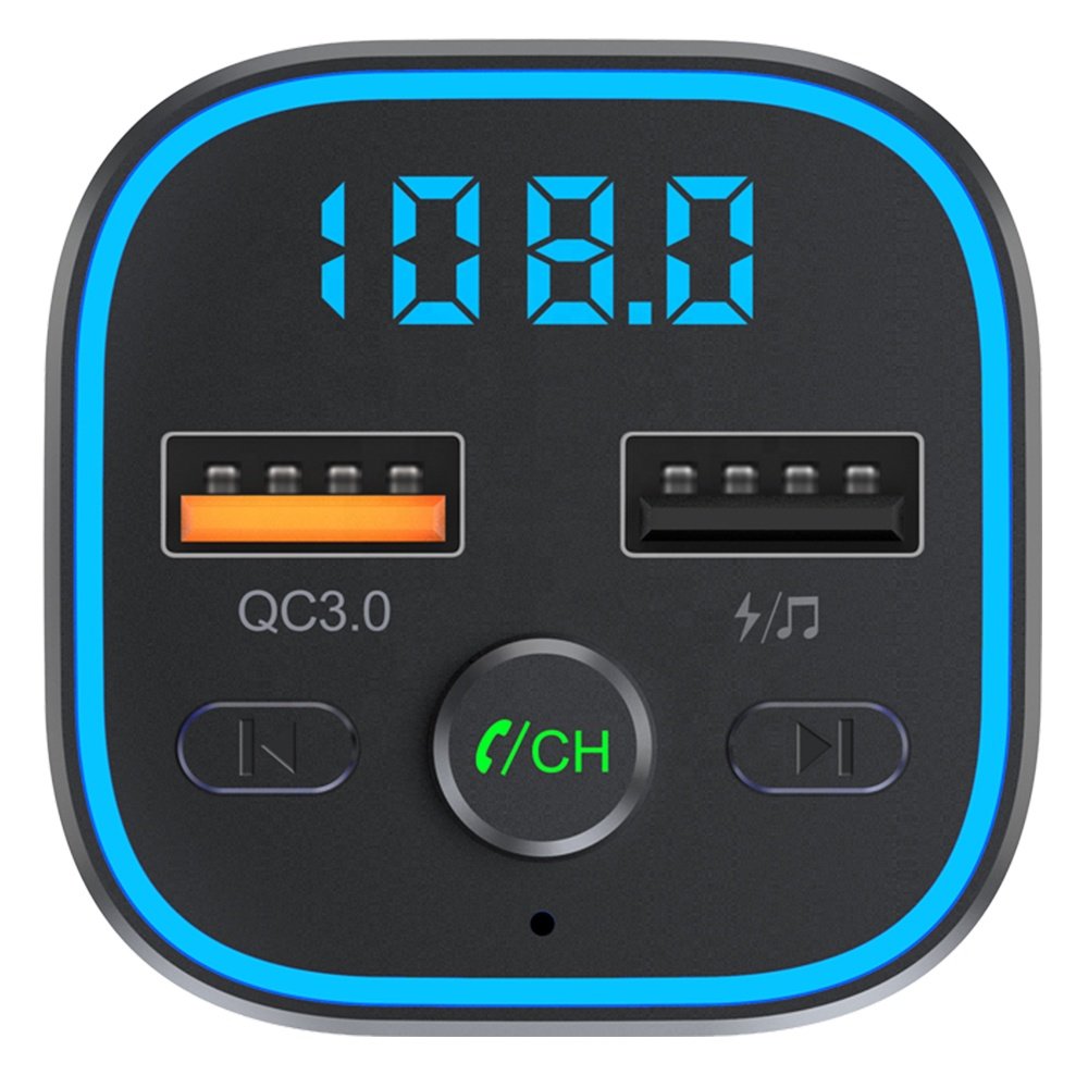 T35 Upgraded Bluetooth FM Transmitter Wireless Radio Adapter Car Kit with Dual USB Charging QC3.0 MP3 Player,Support TF Card&USB