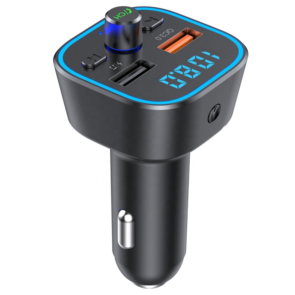 T35 Upgraded Bluetooth FM Transmitter Wireless Radio Adapter Car Kit with Dual USB Charging QC3.0 MP3 Player,Support TF Card&USB