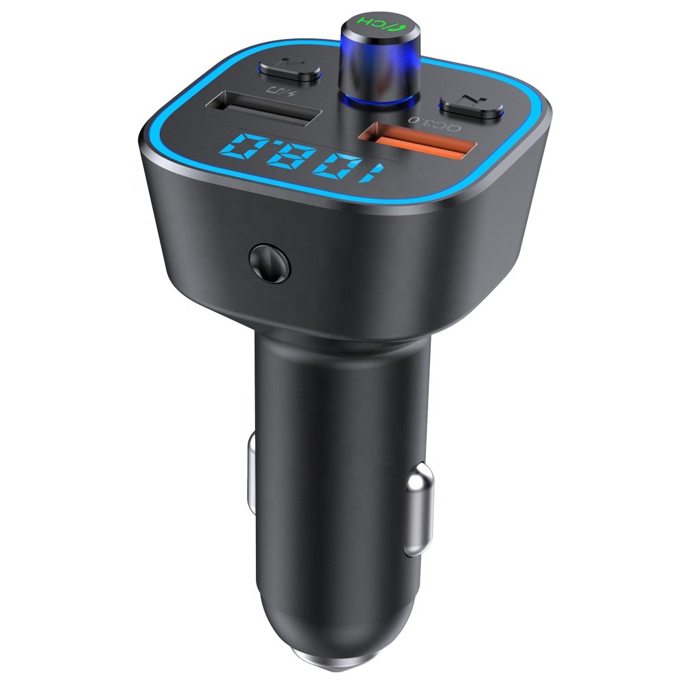 T35 Upgraded Bluetooth FM Transmitter Wireless Radio Adapter Car Kit with Dual USB Charging QC3.0 MP3 Player,Support TF Card&USB