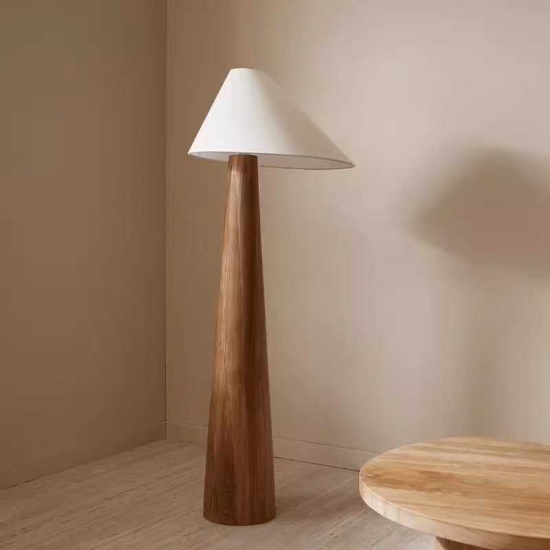 Solid Wood Floor Lamp Japanese Retro Wabi-Sabi Tea Room Living Room Bedroom Designer Log Wind Study Creative Landing