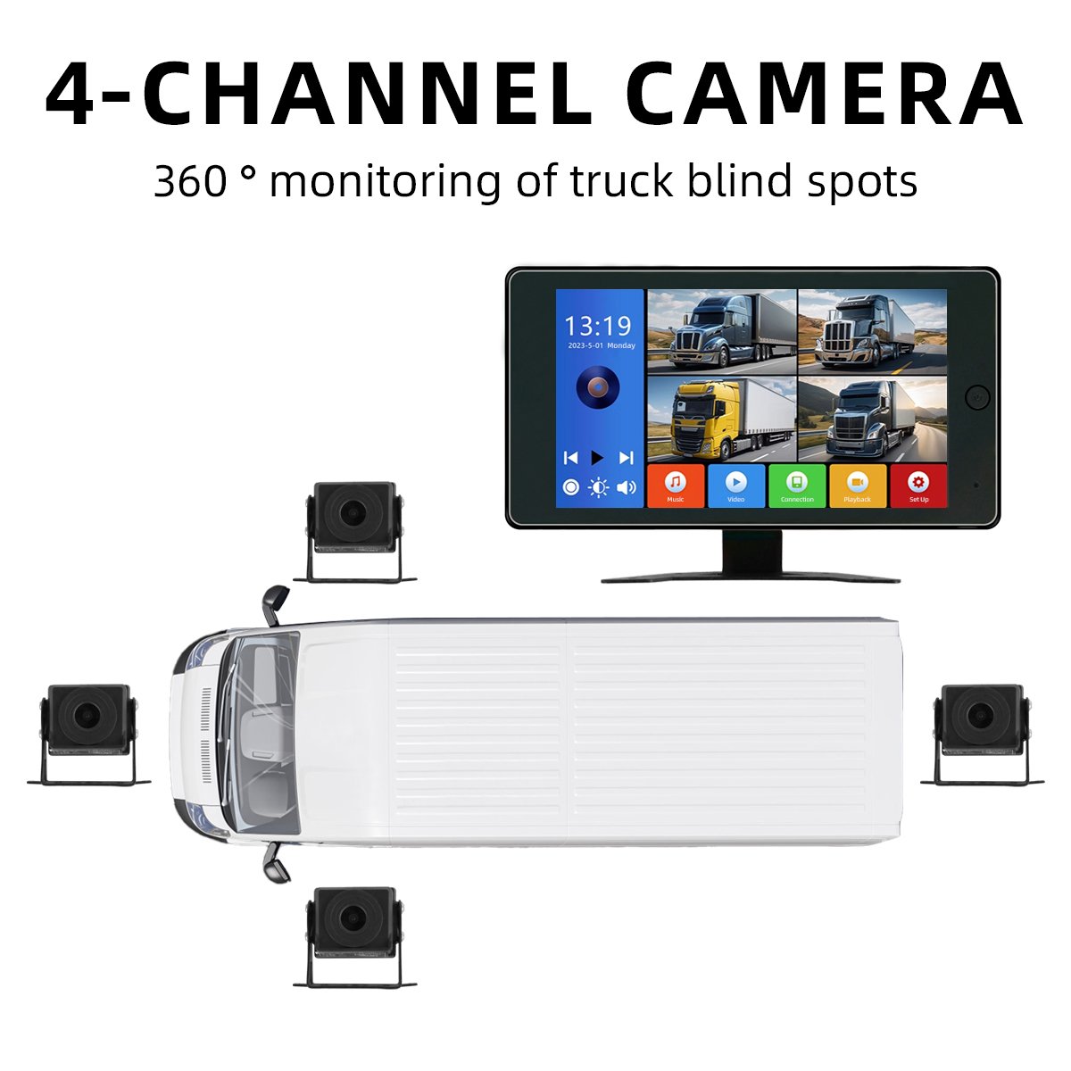 10.1inch Four-way Touch Screen with BSD Blind Spot Warning MP5 Bluetooth Mobile Phone Interconnection Apple CarPlay Android Auto