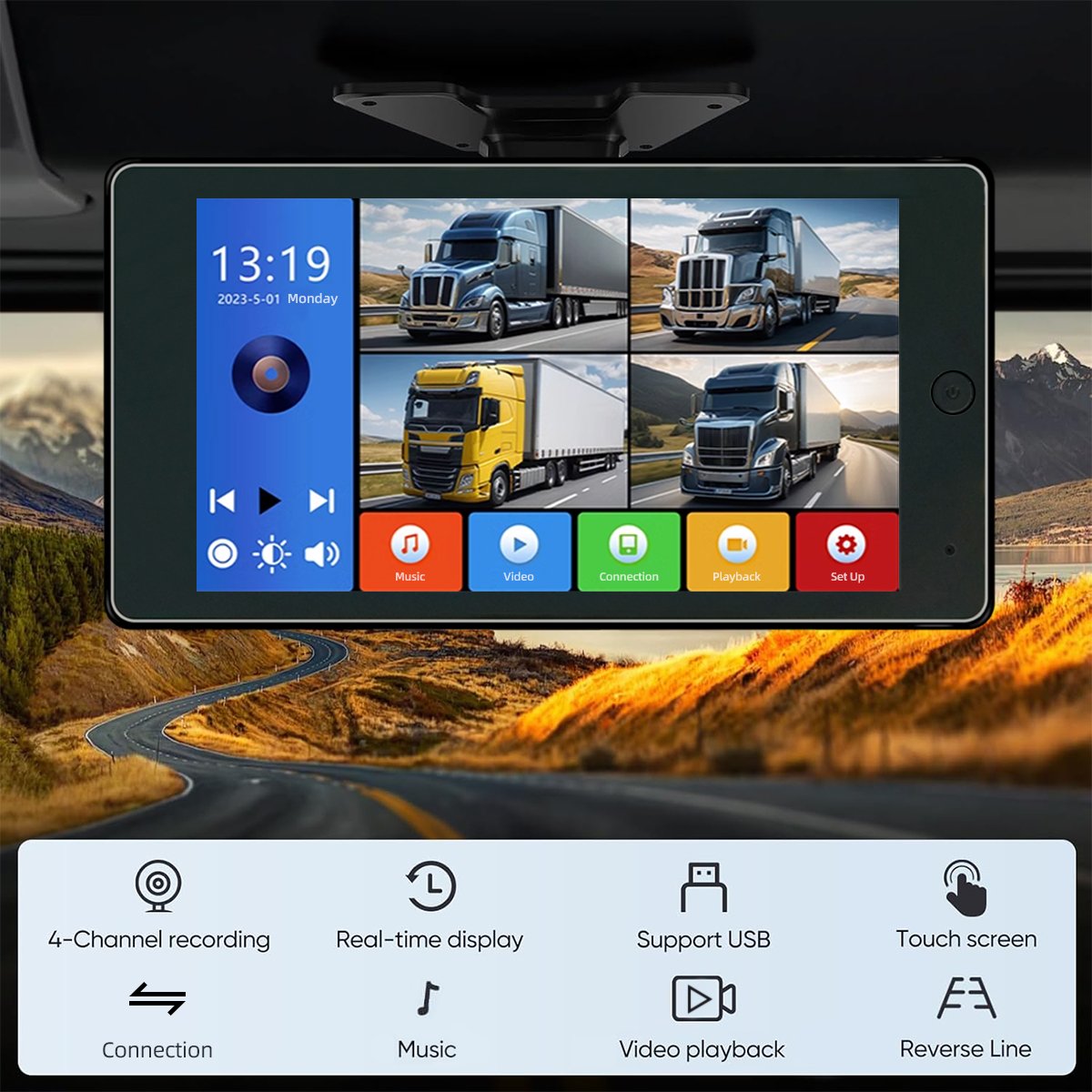 10.1inch Four-way Touch Screen with BSD Blind Spot Warning MP5 Bluetooth Mobile Phone Interconnection Apple CarPlay Android Auto