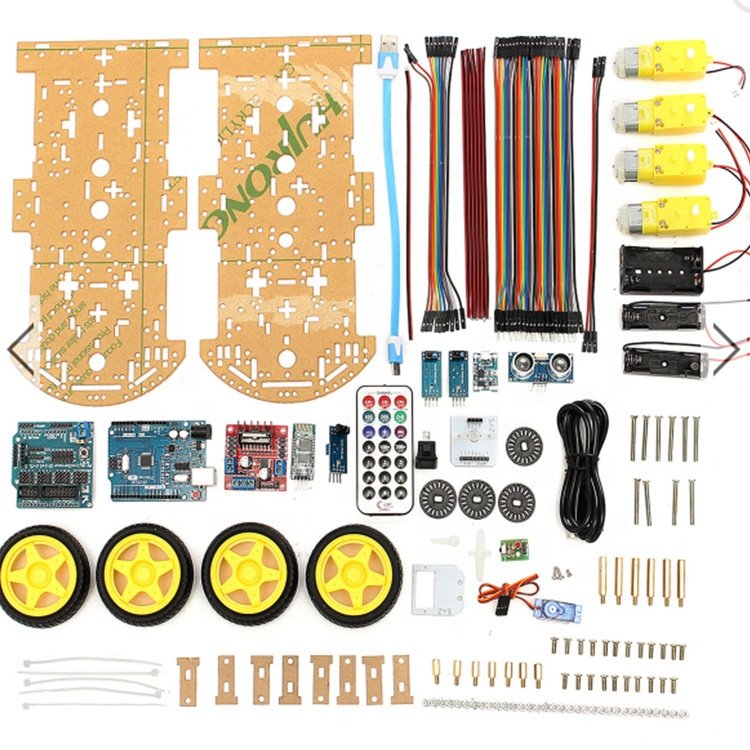 High tech 4WD Smart car kit tracking ultrasonic obstacle avoidance programmable robot Use for Arduino DIY