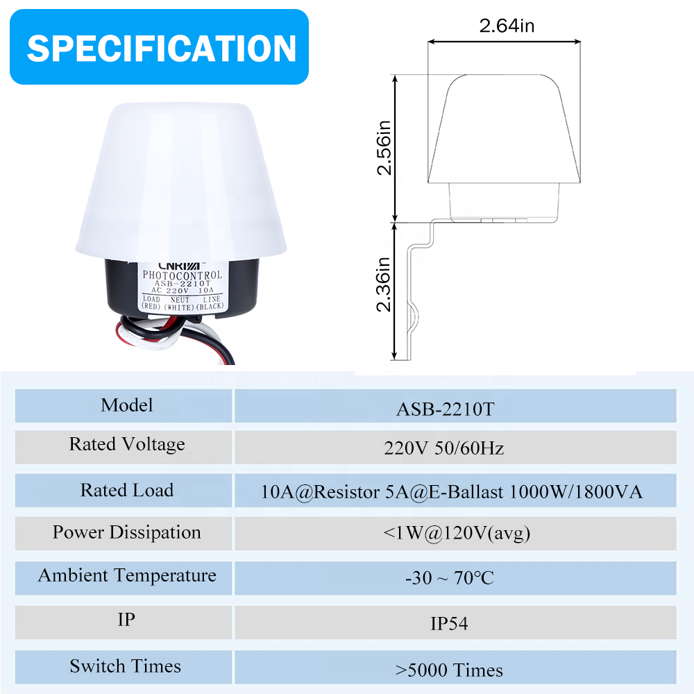 CNRIYA 10A Auto on Off Thermal Photocell Light Switch Light Sensor Switch Day Night Light Sensor Photoswitch