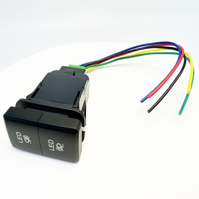 Dongguan Weihua Auto Parts 12V Dual Button Switch LED1 LED2 Car Fog Light Switch Toyota Land Cruiser FJ Cruiser HIACE HILUX New