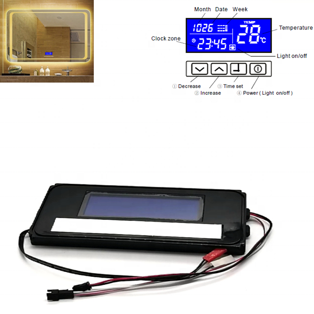 12V 4-Key Bathroom Wall Defogger Smart Temperature Time Control Dimming LED Light Touch Sensor Auto Switch