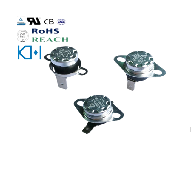 High Quality Bakelite Auto Manual Thermal Switch Terminal Vertical Movable Fixed Ksd Termostato Ksd301 Bimetal Thermostats