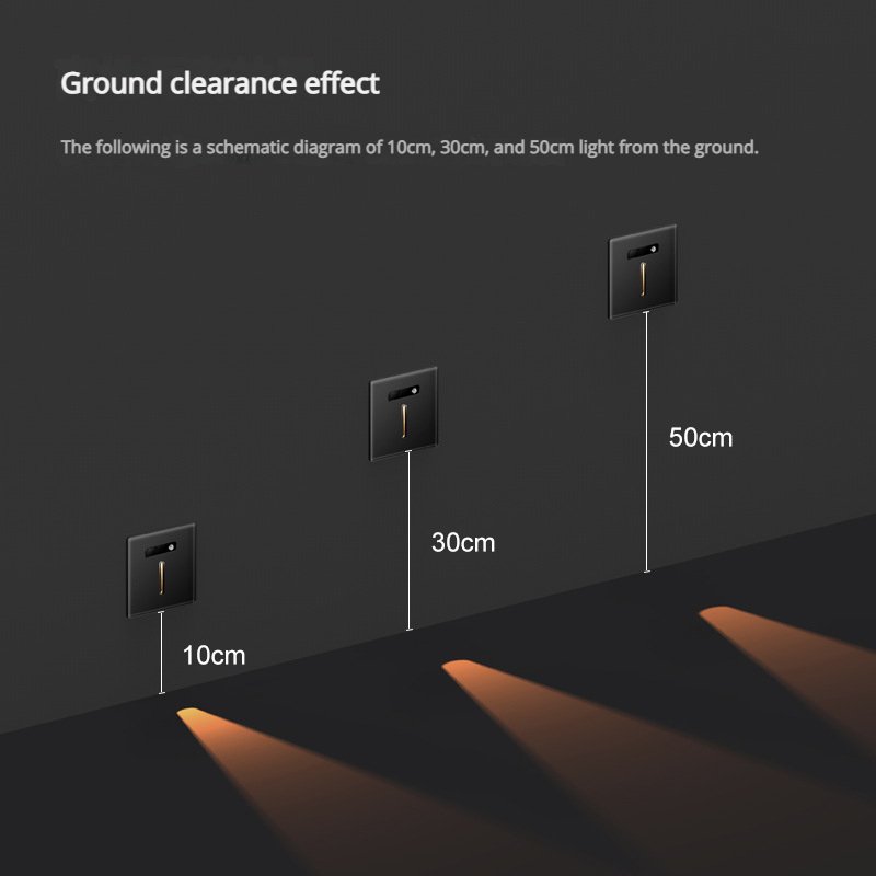 86 Recessed Staircase Lighting LED Wall Lamp Indoor IP44 Intelligent Motion Sensor Stair Light Tempered Glass Lamp Shape Square