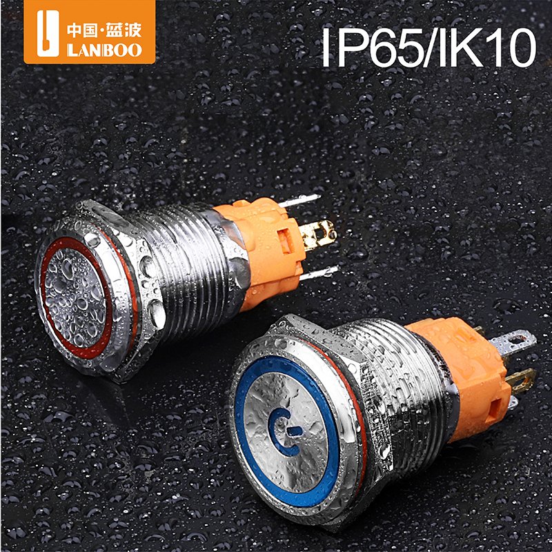 LANBOO 16mm 19mm Metal Push Button Switch Momentary and Latching Optional 9-24v and 220v Optional with LED