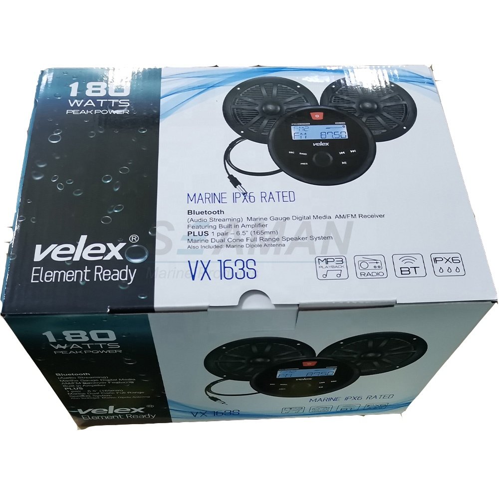 Marine Audio System Stereo Speaker Set for Boat Car ATV UTV Golf Cart RV