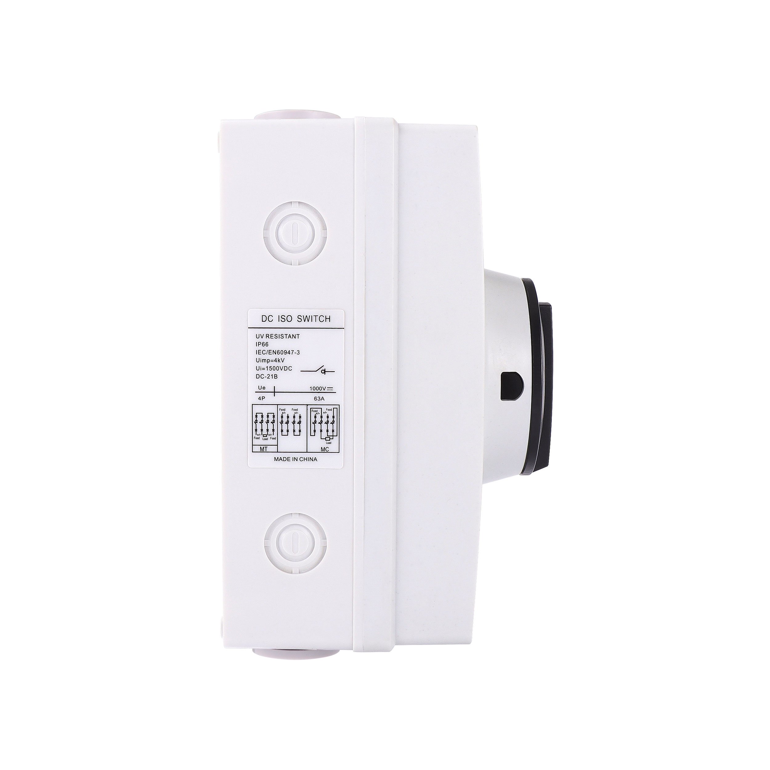 Worldsunlight CE WISO-100 Solar Power Outdoor IP66 1500VDC 1000VDC 32A 63A 80A 100A Isolating Disconnect PV Dc Isolator Switch