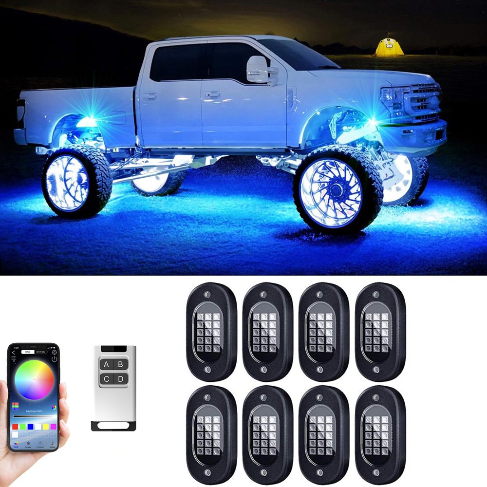 Hot Selling 4 6 8 10 12 Pods Waterproof IP68 Underglow Kit for Pickup Off Road RZR SUV ATV UTV APP/RF Car RGB Rock Neon Lights