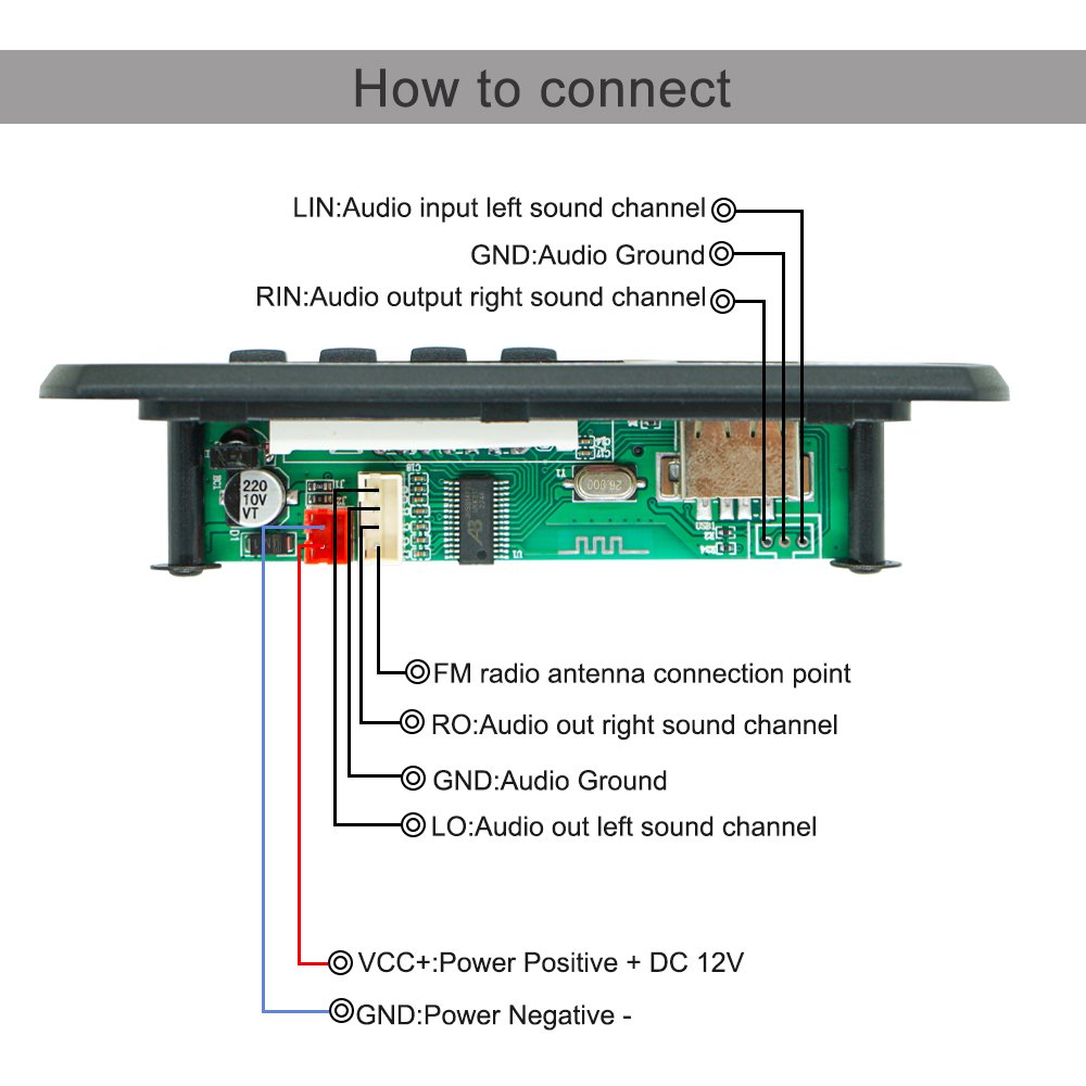 Portable Speaker Wireless Bluetooth Kit Player MP3 Decoder Board Audio Sound Module 12V