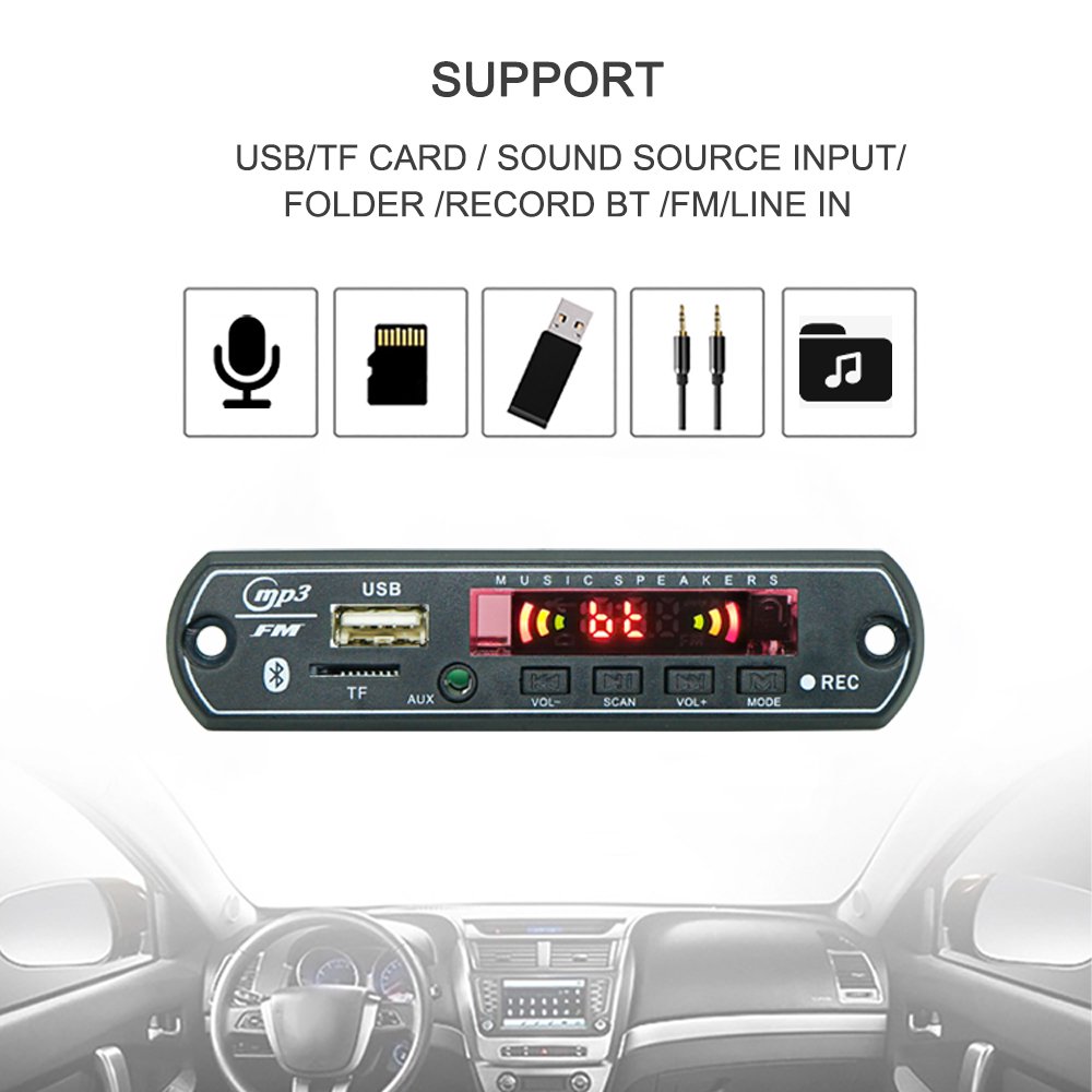 Portable Speaker Wireless Bluetooth Kit Player MP3 Decoder Board Audio Sound Module 12V