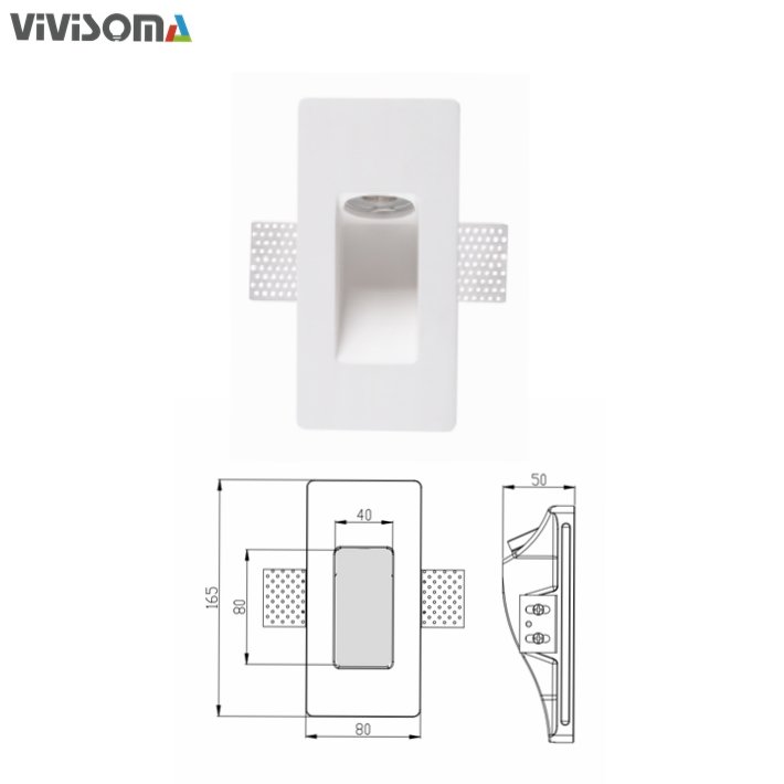 GW07024 Morden Art Embedded LED Stairs Gypsum Wall Lamp 3W Recessed Square Trimless Steps Decor Plaster Wall Light
