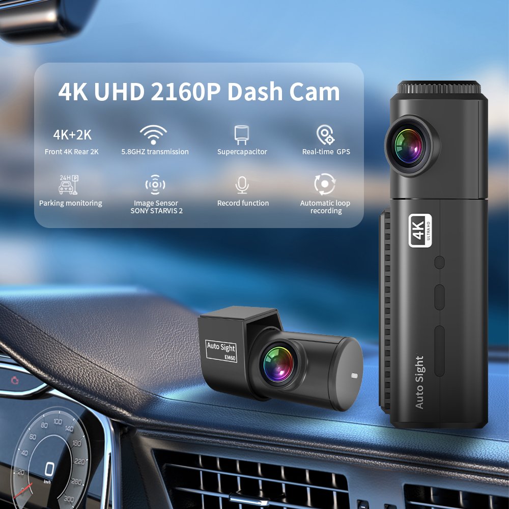 Auto Sight High-End Starvis 2 Car Dvr Android Dual Angle Dash Cam Per Auto 4K Camera Car Dash Cam Hardwire Kit