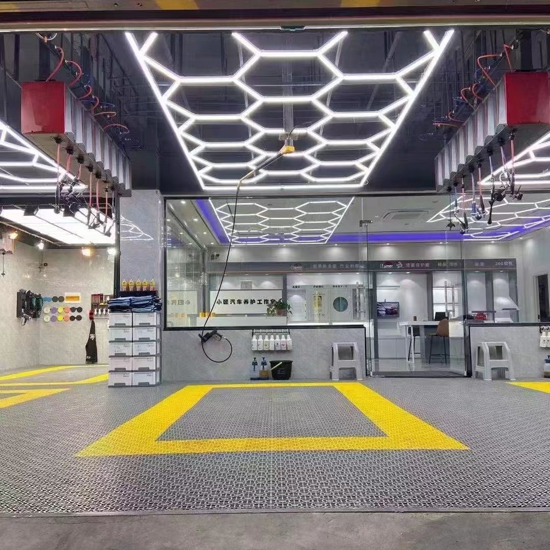 Honeycomb Auto Detailing Products Light Bar Hexagrid Lighting for Car Wash Station Garage Ceiling Design Hexagon Led Lights