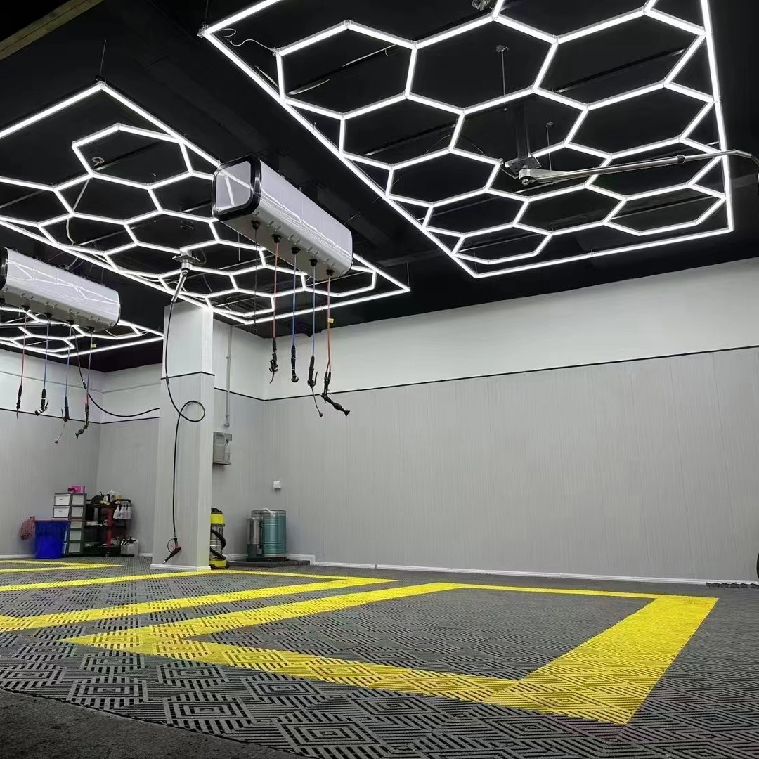 Honeycomb Auto Detailing Products Light Bar Hexagrid Lighting for Car Wash Station Garage Ceiling Design Hexagon Led Lights
