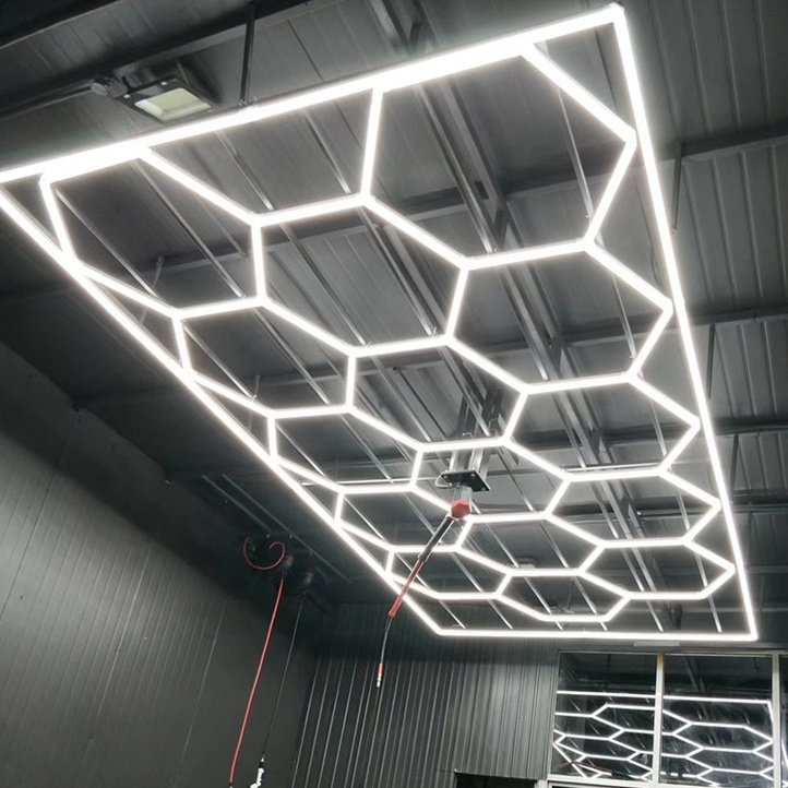 Honeycomb Auto Detailing Products Light Bar Hexagrid Lighting for Car Wash Station Garage Ceiling Design Hexagon Led Lights