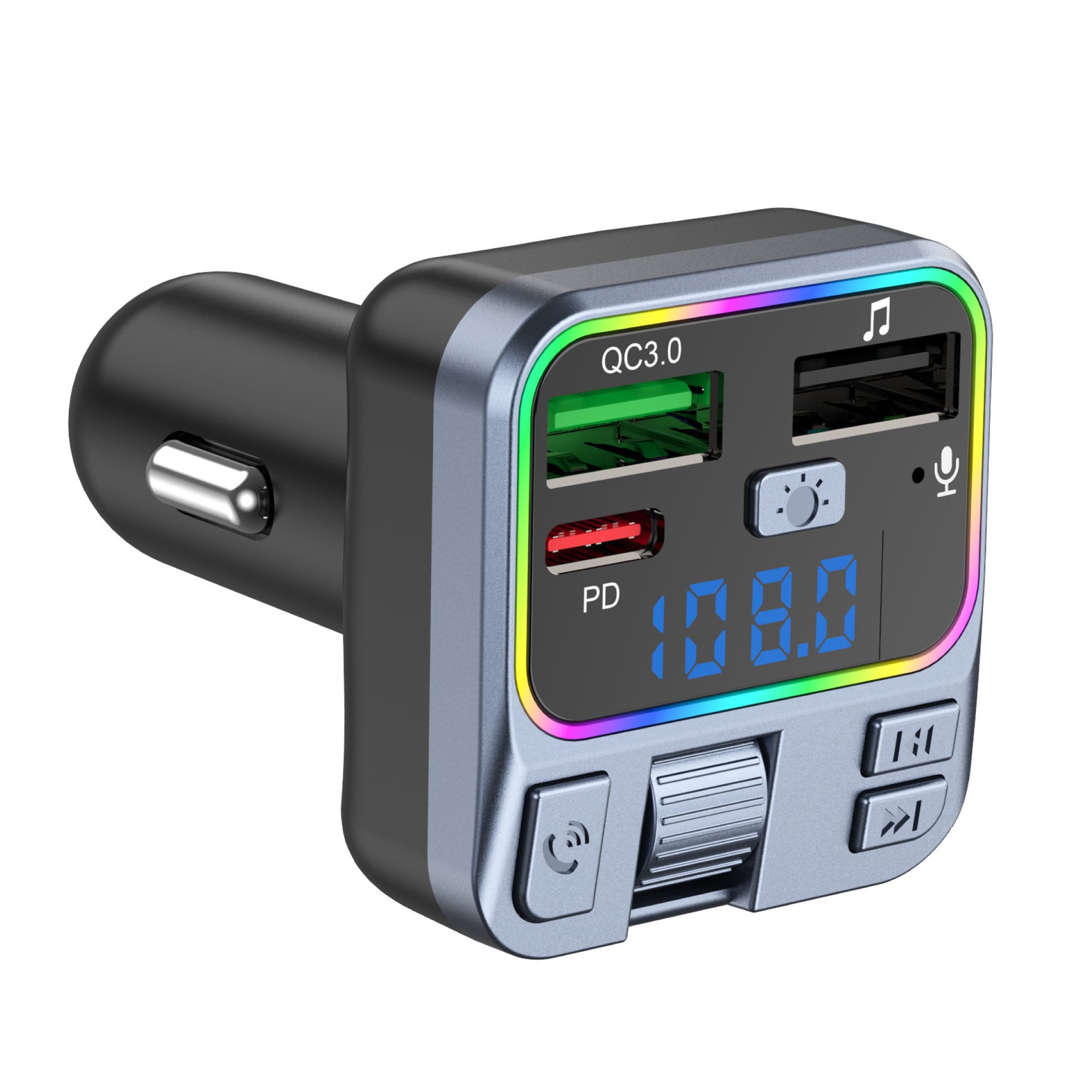 Fast Charging New Bluetooth Car Kit Colorful MP3 Bluetooth FM Transmitter and Receiver Mounts Easily on Cars