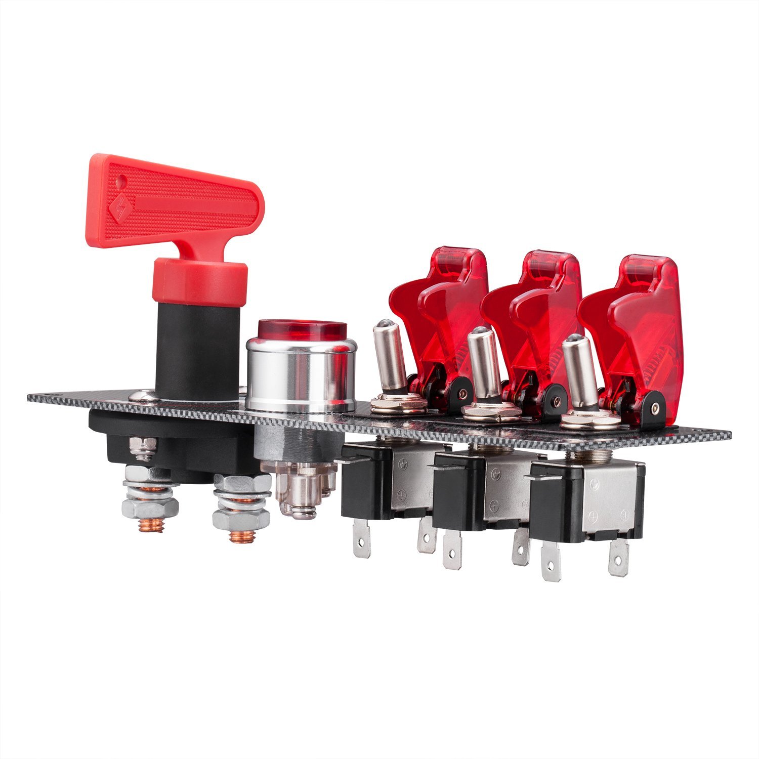 Auto 5 in 1 Engine Start Push Button Carbon Fiber 12V LED Racing On-off Car Ignition Switch Panel Toggle Switches