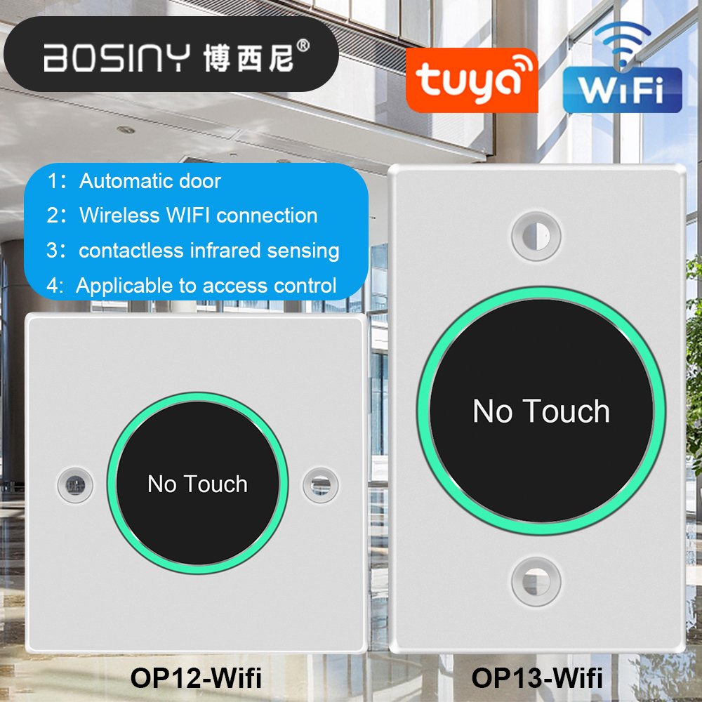Access Control Smart Swll Switch Tuya Wifi Door Exit Push Release Button Contactless Infrared Induction Auto Switches