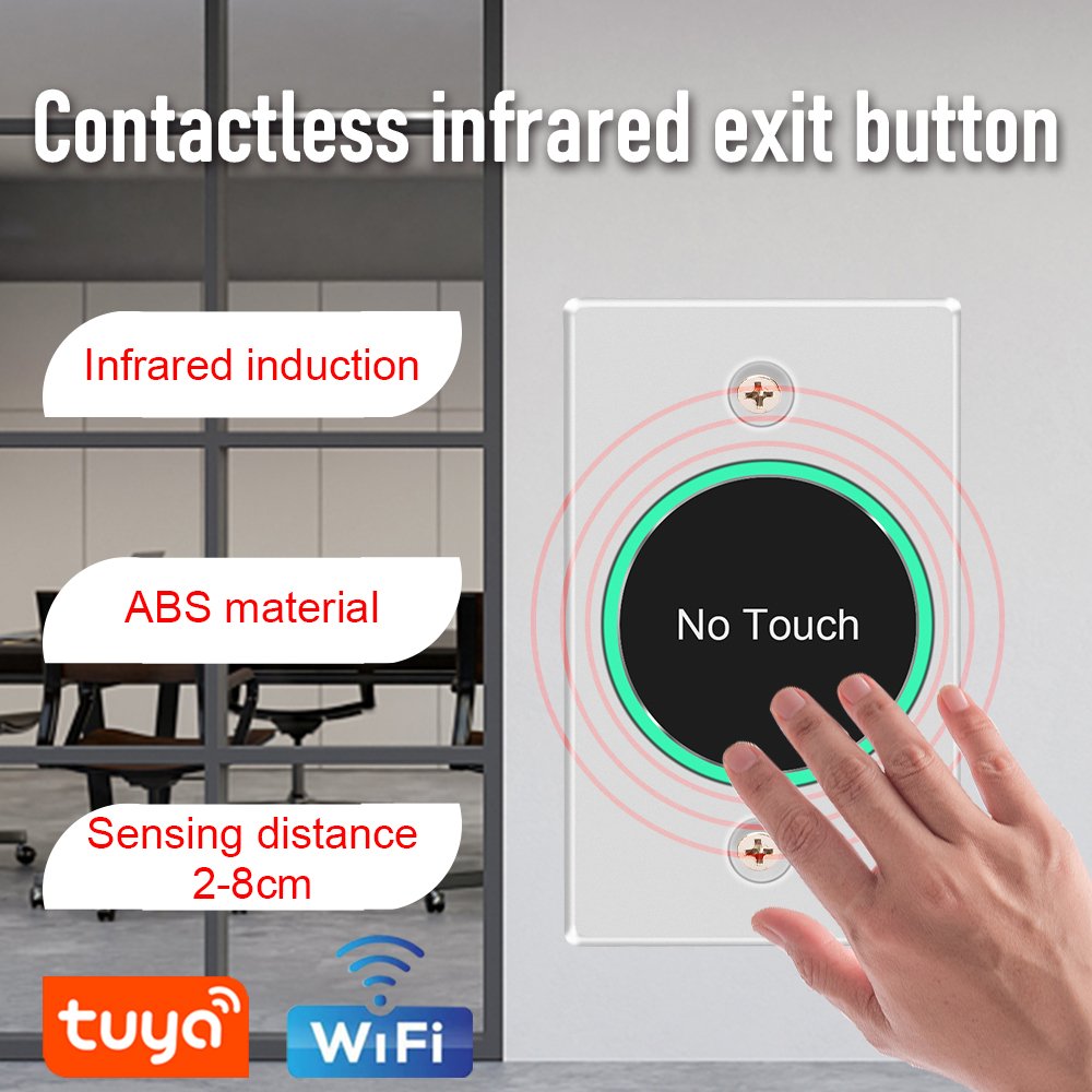 Access Control Smart Swll Switch Tuya Wifi Door Exit Push Release Button Contactless Infrared Induction Auto Switches