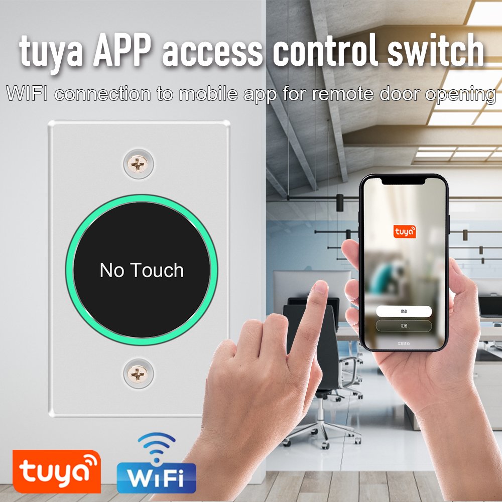 Access Control Smart Swll Switch Tuya Wifi Door Exit Push Release Button Contactless Infrared Induction Auto Switches
