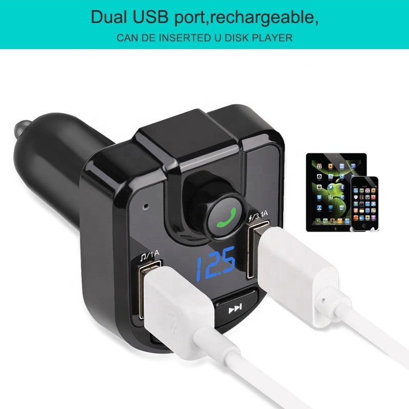 BT36 Wireless Car Adapter Car Kit Blue Tooth FM Transmitter with Hand-Free Calling Music Player Support TF Card USB Flash Drive