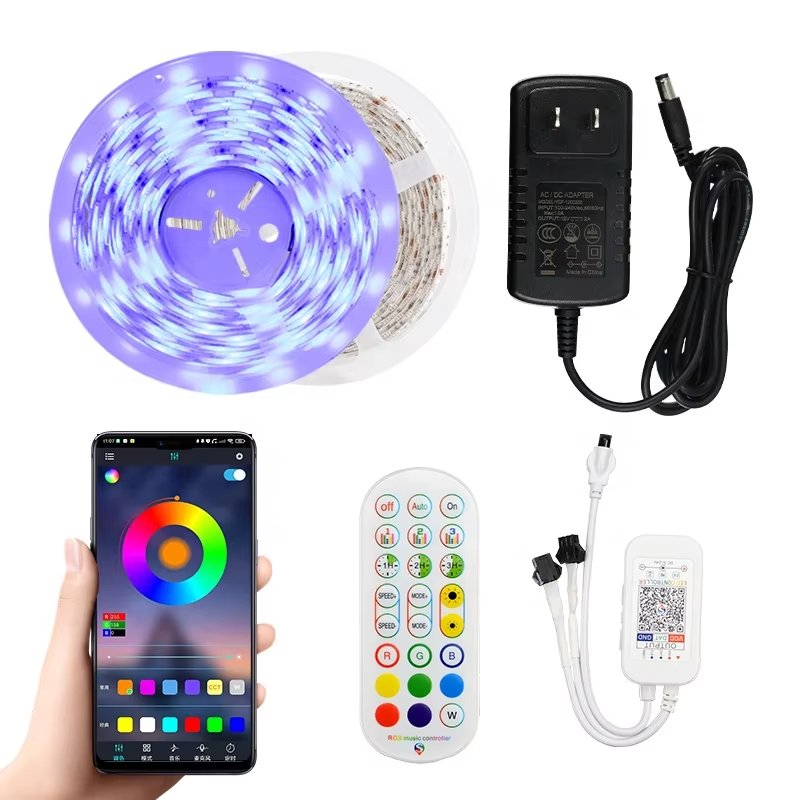 24Key Remote APP Control DC12V Digital RGB SMD 5050 WS2811 Addressable RGB Flexible LED Light Strip Kit for Bedroom