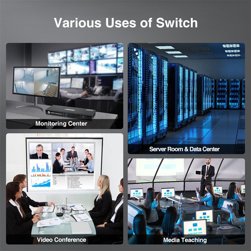 HDMI KVM Switch 8x1 With USB 2.0 RS232/IP IR Remote Control Video Switcher 8 Port HDMI KVM Switch