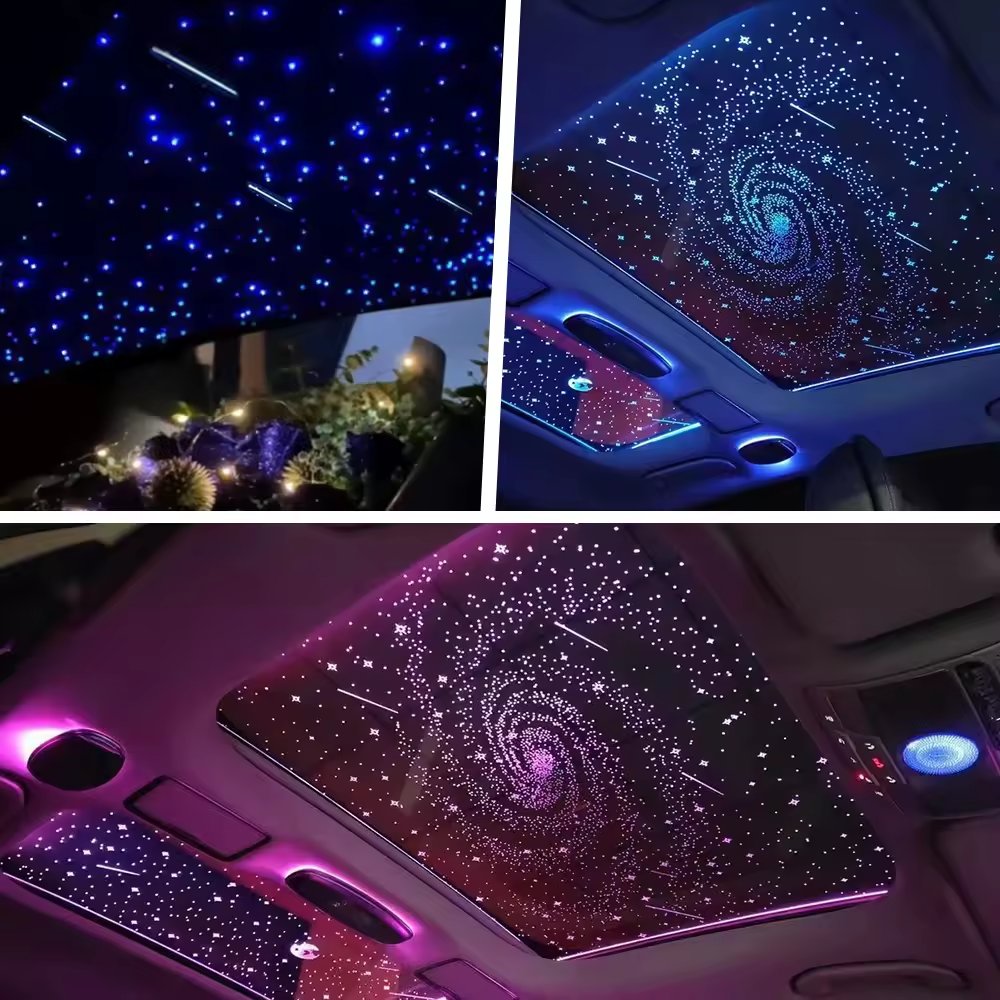 DC12V 32W Double Head Flashing RGBW LED Fiber Optic Star Ceiling Light with Meteor Light Kit for Car Home Ceiling Decoration