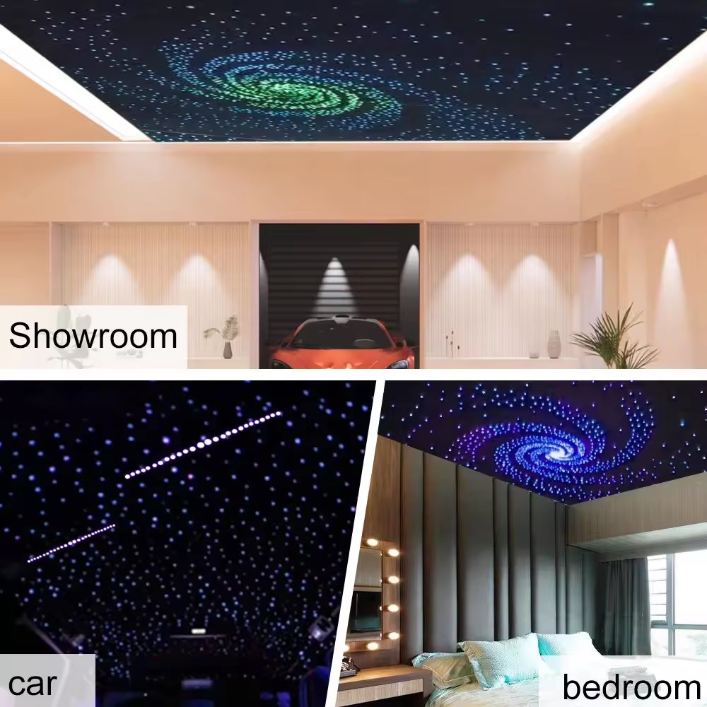 DC12V 32W Double Head Flashing RGBW LED Fiber Optic Star Ceiling Light with Meteor Light Kit for Car Home Ceiling Decoration