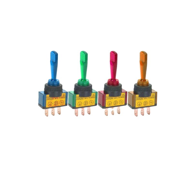 ASW-13D 12 Volt SPST 2/3 Pin Long Actuator 20A LED Toggle Switch with Light for Car Truck Auto