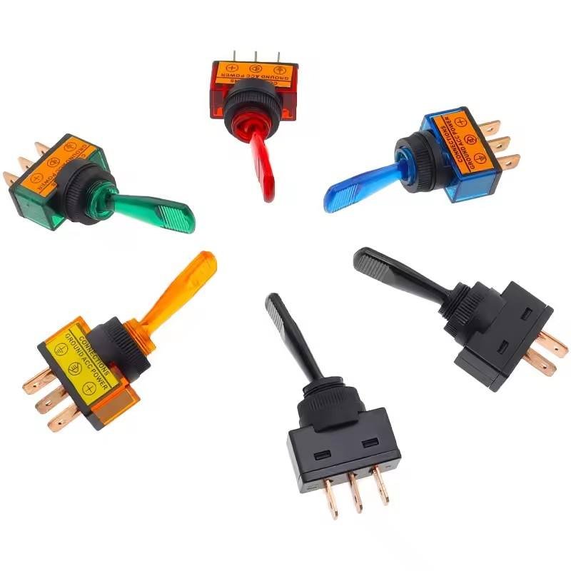 ASW-13D 12 Volt SPST 2/3 Pin Long Actuator 20A LED Toggle Switch with Light for Car Truck Auto