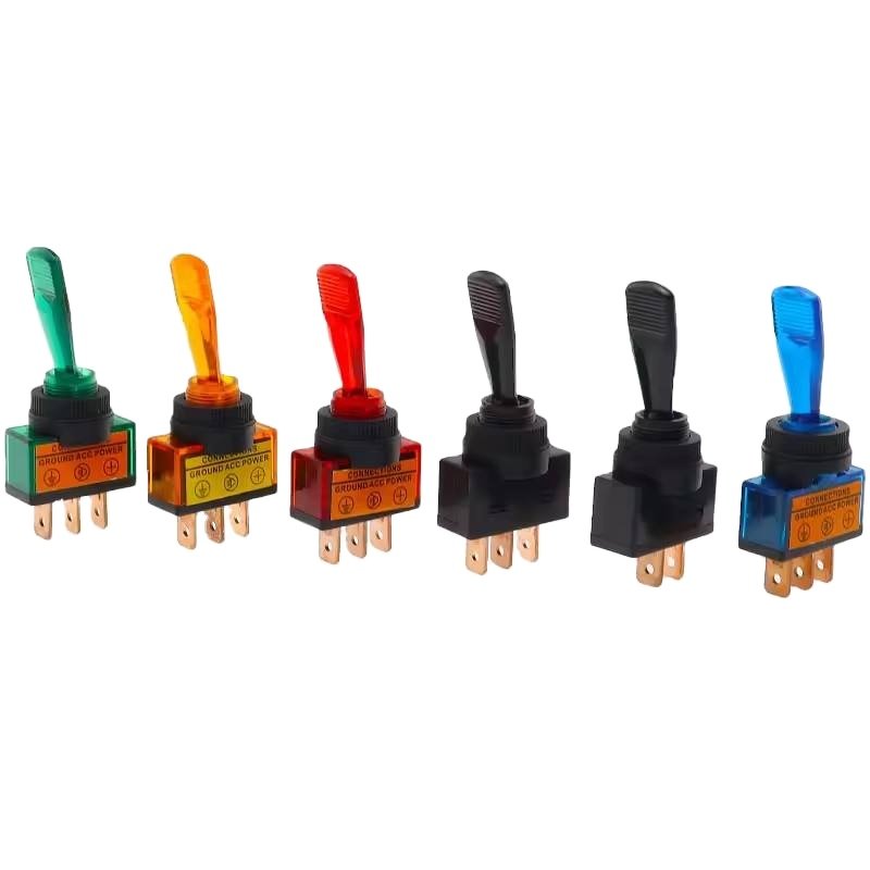 ASW-13D 12 Volt SPST 2/3 Pin Long Actuator 20A LED Toggle Switch with Light for Car Truck Auto