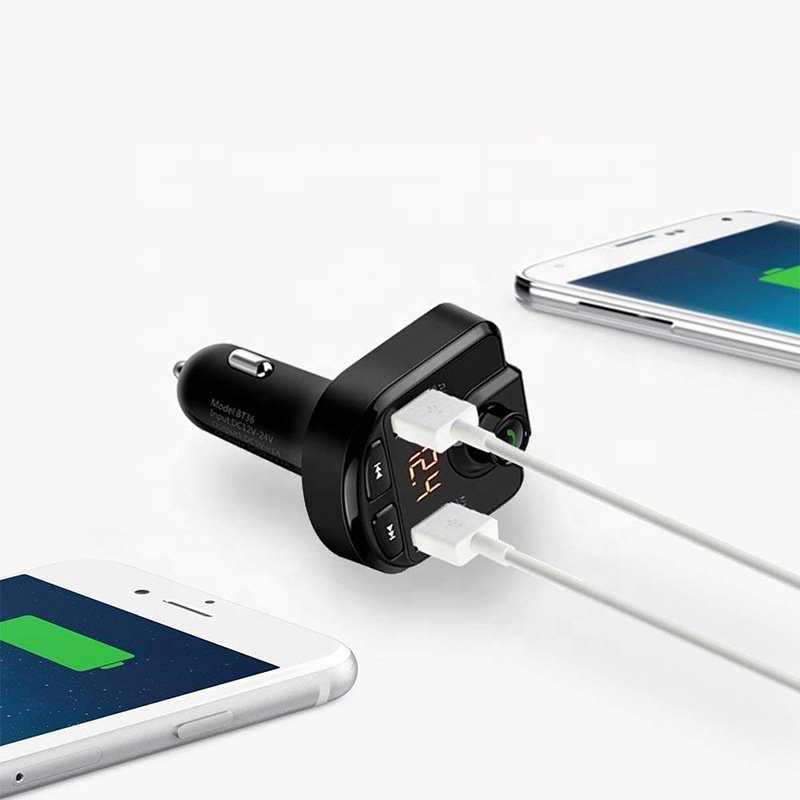 BilmiX Blue Tooth Car Adapter Transmit FM Audio Receiver Wireless FM Transmitter Support TF Card U-Disk Compatible for iPhone 12