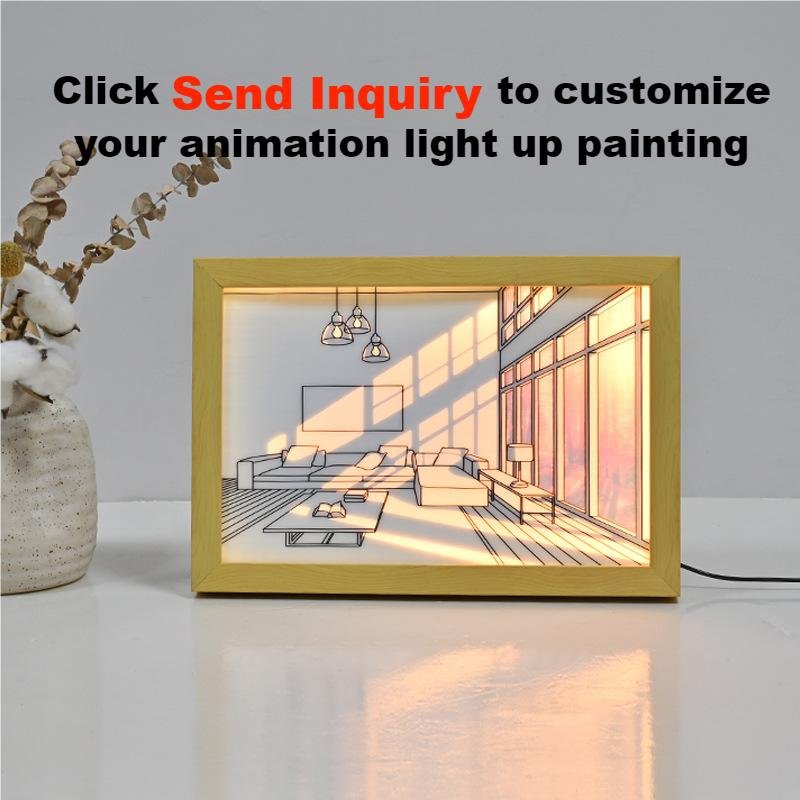 Light up Painting Anime Character Wood Frame Poster Led Strips Shadow Light Box Art Painting With RGB Control 3 Color Nightlight
