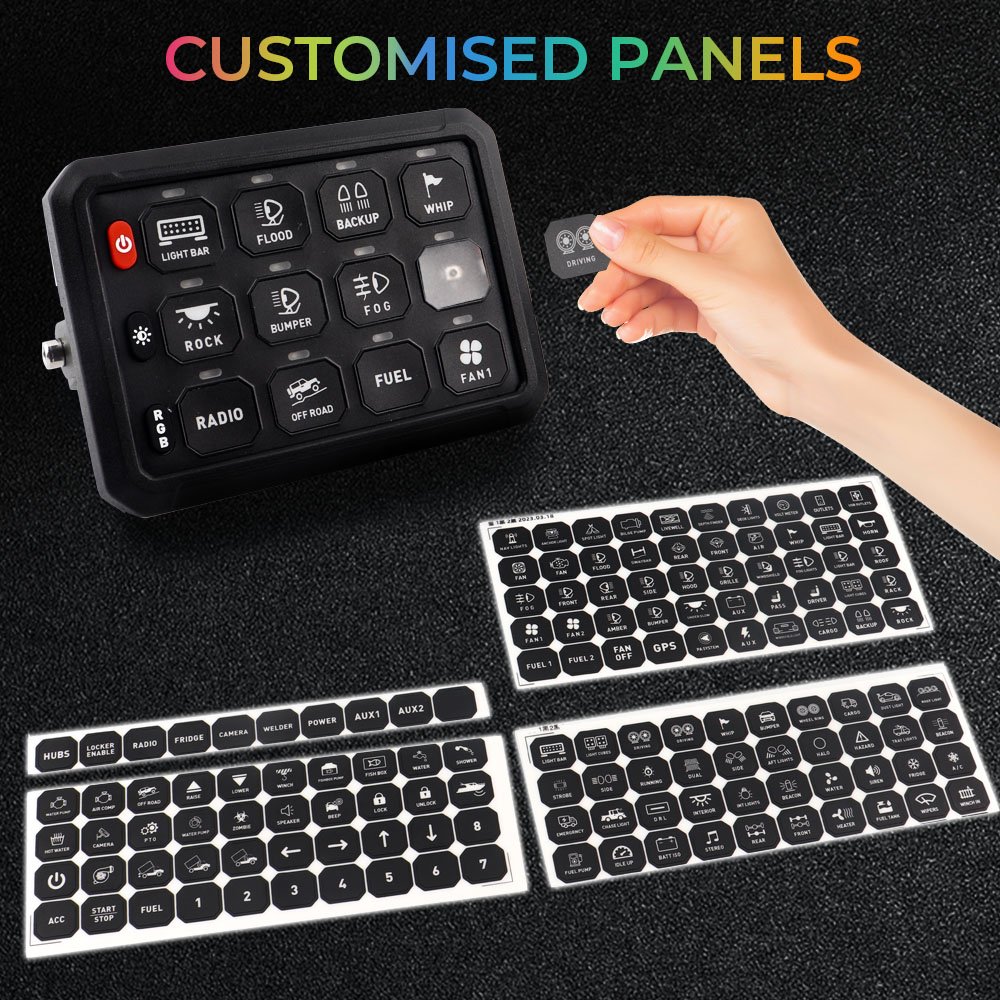 Tuosheng Marine Switch Power Off-Road Car LED Panel Circuit Control Box 12V 12 Gang Auto Switch Panel for Ship