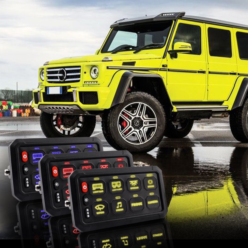 12V 24V Control Kit 12 Gang Car Led Light Switch Panel LED 12 Gang Switch Panel for Auto jeep Off-road Vehicle