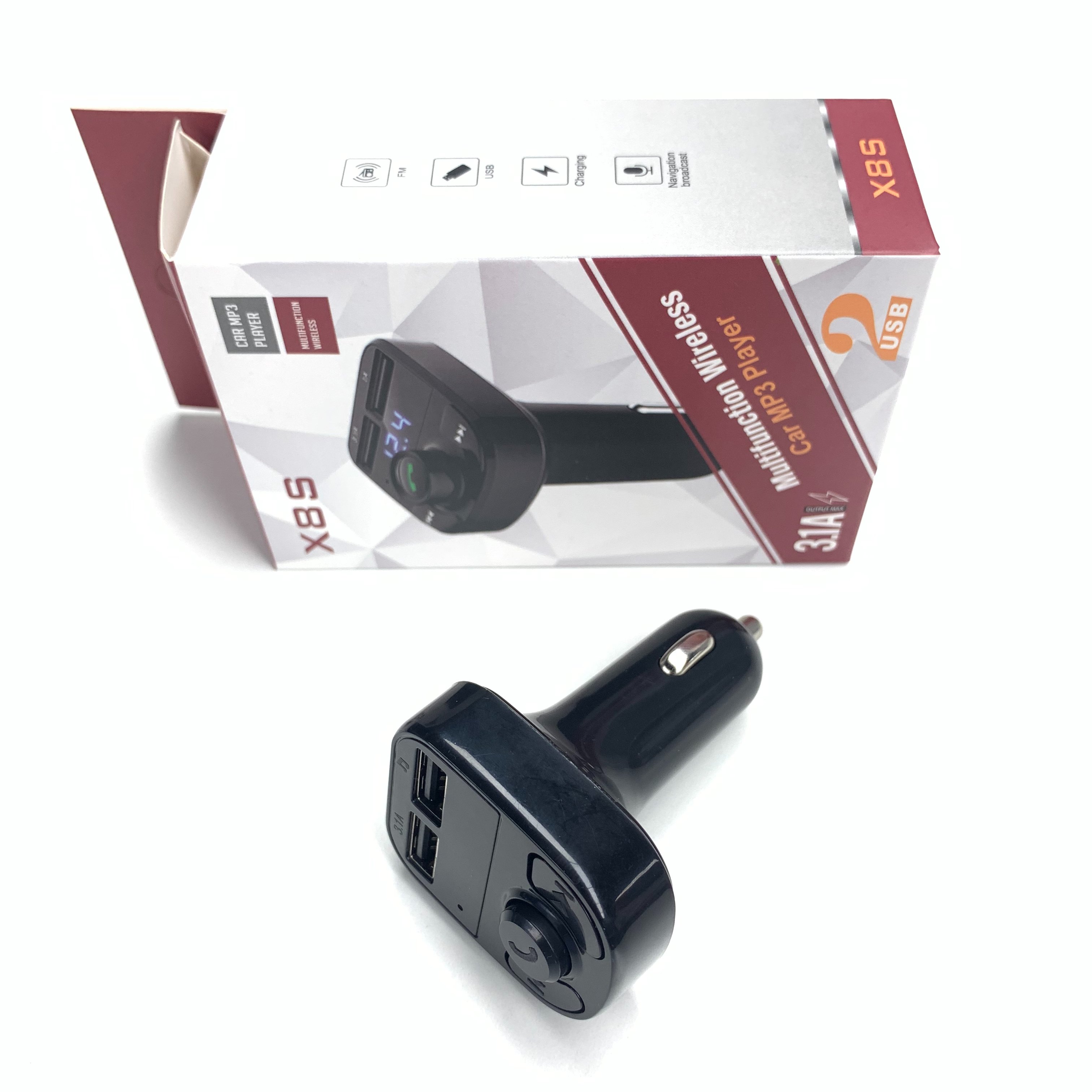 Wireless Car Bluetooth Adapter V5.0 With Big Color Screen Car Kits MP3 Player Bluetooth Transmitter USB MP3 Car Player