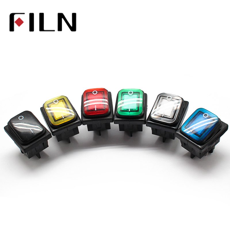 On Off 30A/250V Heavy Duty 4 Pin DPST IP67 Sealed Waterproof T85 Auto Boat Marine Toggle Rocker Switch With LED 12V 220V 30x22