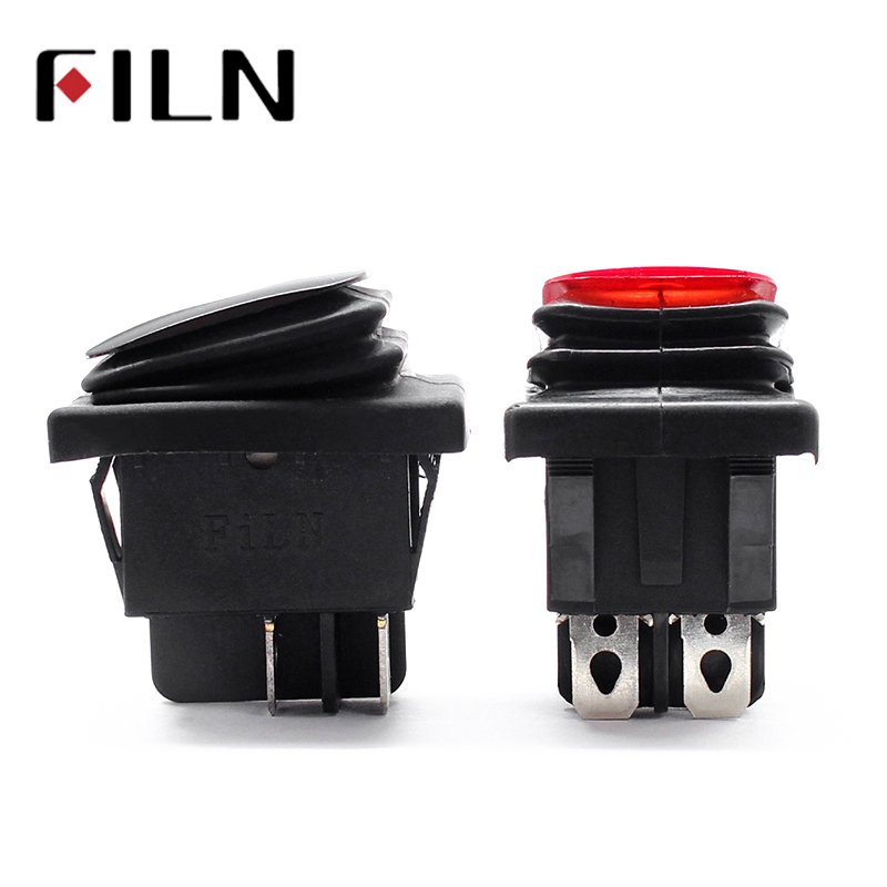 On Off 30A/250V Heavy Duty 4 Pin DPST IP67 Sealed Waterproof T85 Auto Boat Marine Toggle Rocker Switch With LED 12V 220V 30x22