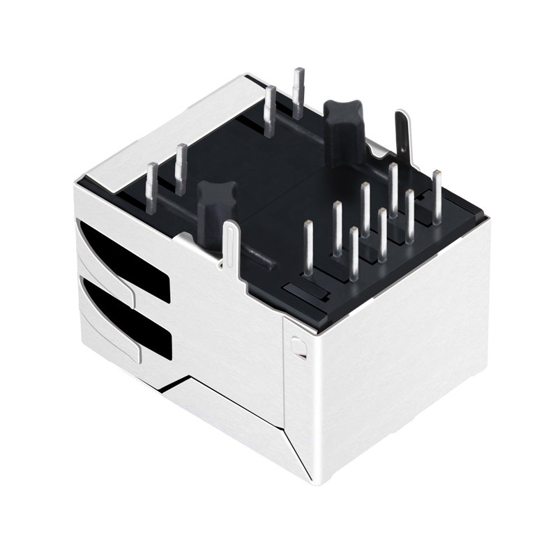 RB1-165BAK1A Tab Down 1000 Base-T PCB Mount LED Transformer RJ45 Modular Rj45 Pcb Jack Shielded