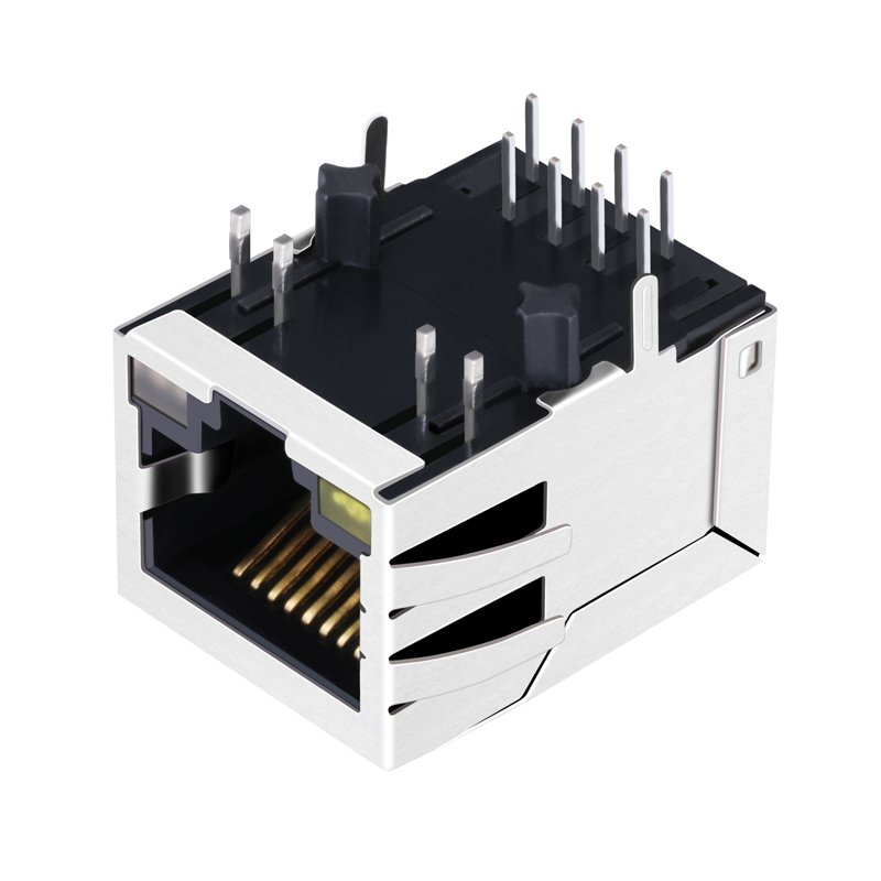 RB1-165BAK1A Tab Down 1000 Base-T PCB Mount LED Transformer RJ45 Modular Rj45 Pcb Jack Shielded